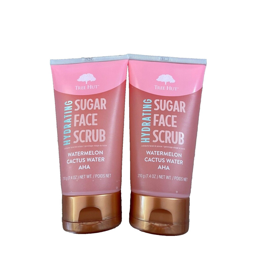 New 2 Tree Hut hydrating sugar face scrub watermelon cactus water aha 7.4 oz
